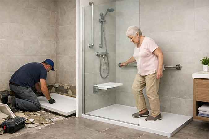 Résultat d'une pose de sol antidérapant en salle de bain